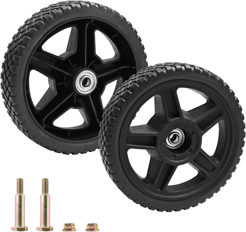 Sutmorly 8 Inch Lawn Mower Wheels kits with Bolts & Nuts - 2 Pack General Tire Push Mower Plastic Wheels Fits Craftsman Mower Generator Garden Tiller Most Standard push Lawn Mowers (8×1.75'') - Image 1